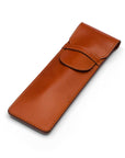 Single leather pen case, havana tan, front