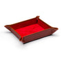 Leather valet tray, havana tan with red