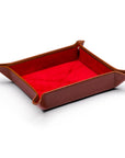 Leather valet tray, havana tan with red