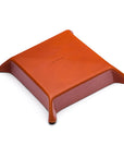 Leather valet tray, havana tan with red, base