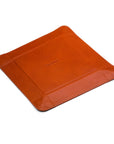 Leather valet tray, havana tan with red, base