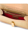 Leather Clutch Bag, Melanie, Hologram Gold Croc Effect, inside