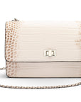 Julia bag, ivory burnished croc, front