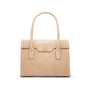 Large leather Morgan bag, ivory croc, front