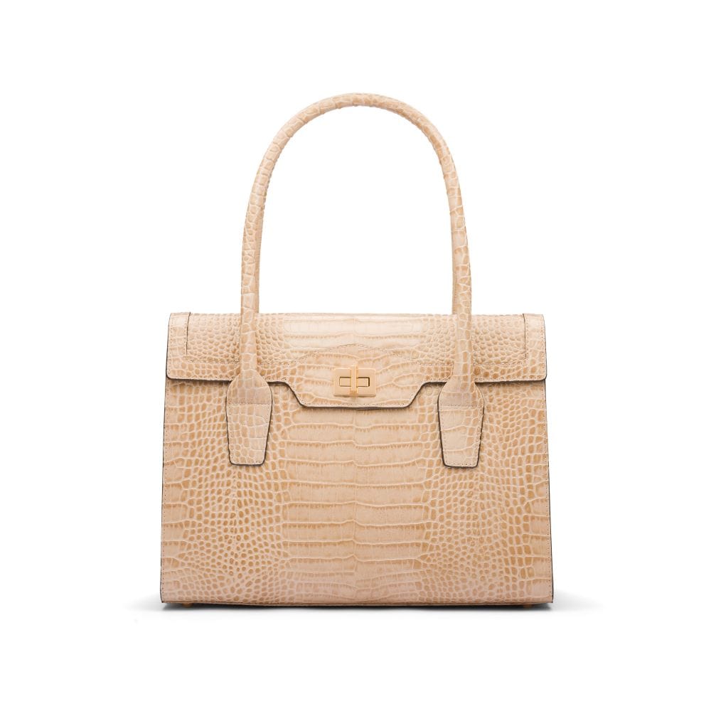 Large Morgan Bag, Ivory Croc | Handbags | SageBrown