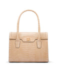 Large leather Morgan bag, ivory croc, front