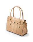 Large leather Morgan bag, ivory croc, side