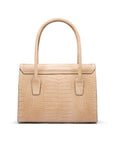 Large leather Morgan bag, ivory croc, back