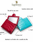 Leather makeup mirror, features and dimensions