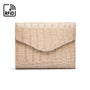 RFID Large leather purse with 15 CC, ivory croc, front