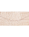 Triangular leather glasses case, ivory croc, front