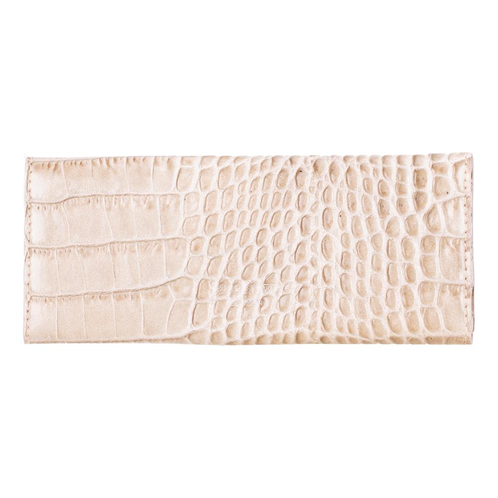 Triangular leather glasses case, ivory croc, reverse