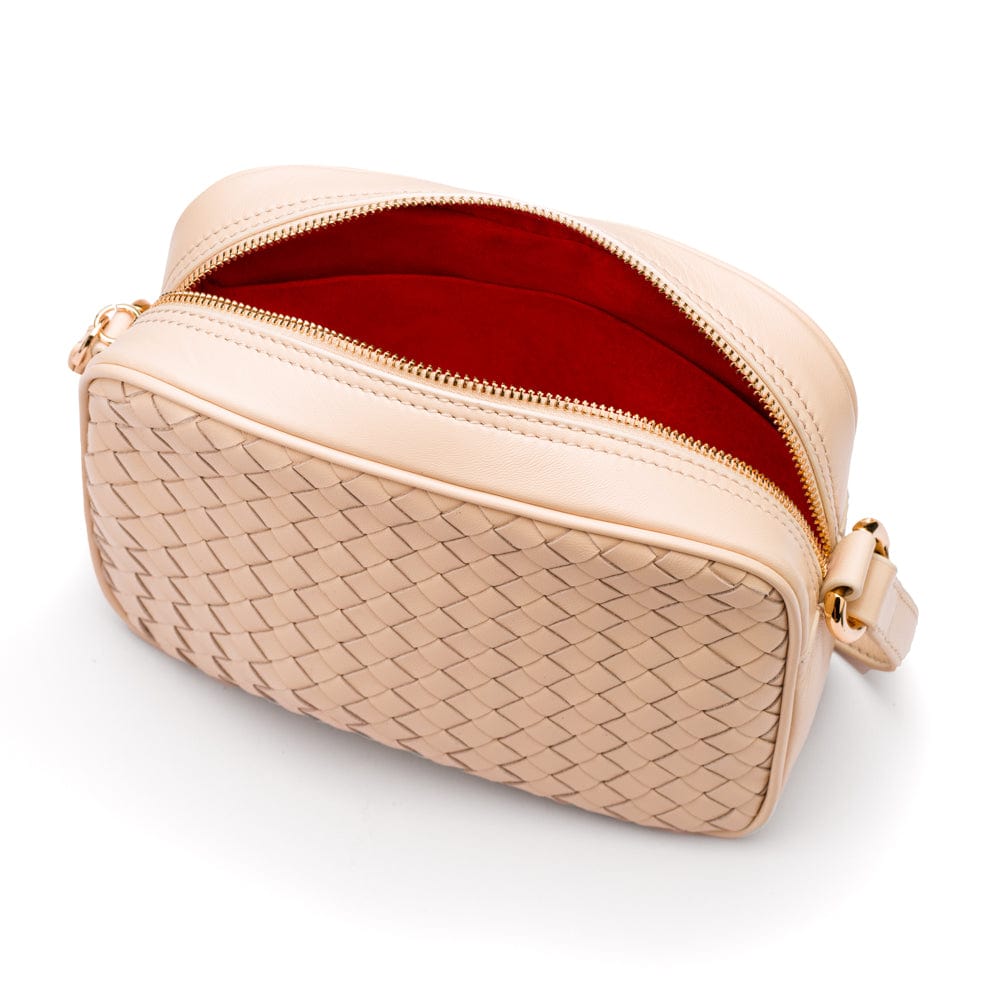 Ivy woven camera bag, ivory, interior