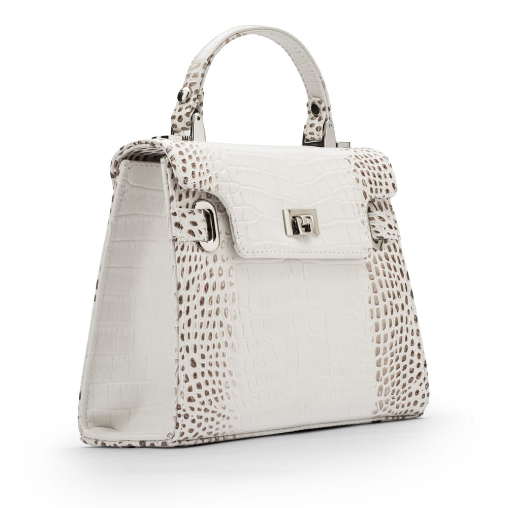 Leather mini Catherine bag, burnished ivory, side view