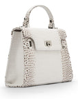 Leather mini Catherine bag, burnished ivory, side view