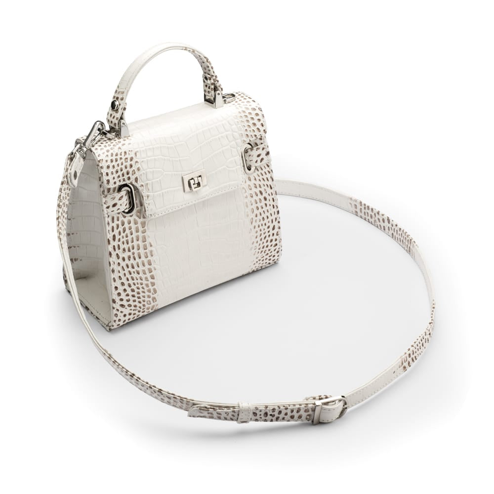Mini leather Catherine bag, burnished ivory, with detachable strap