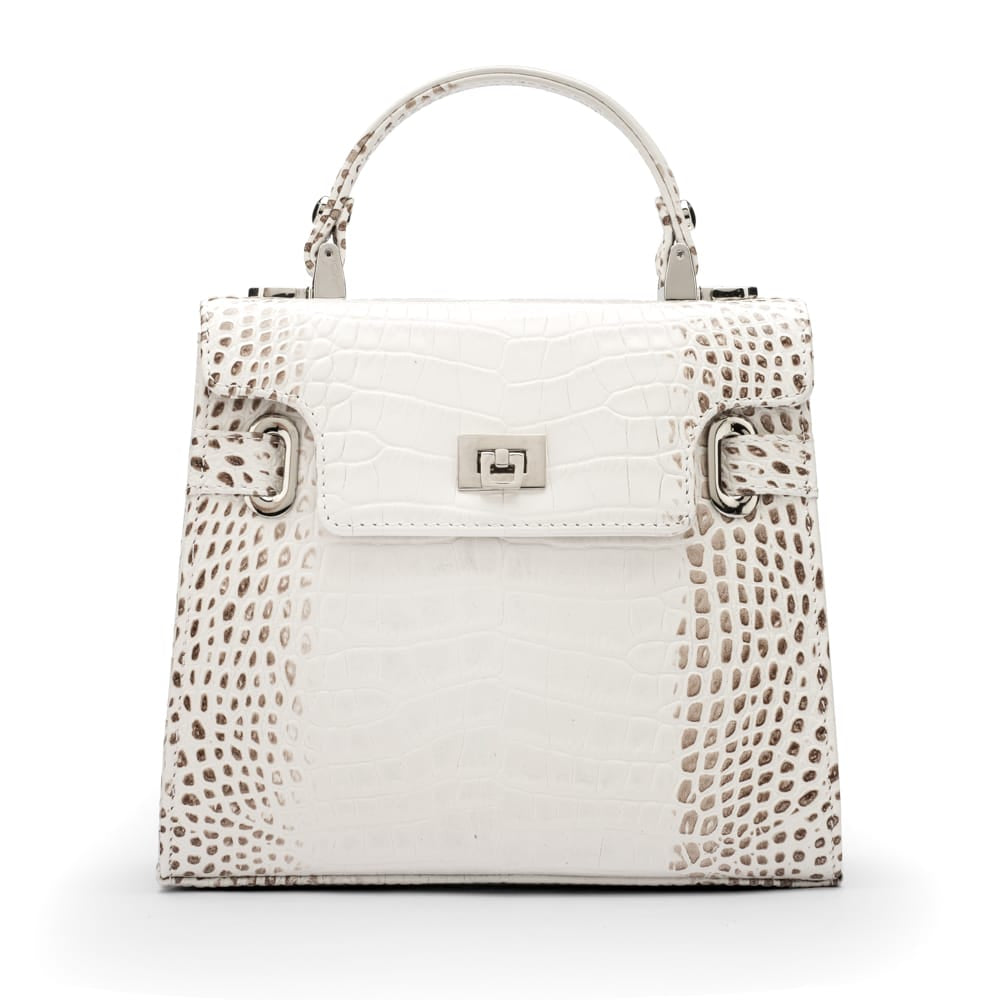 Mini leather Catherine bag, burnished ivory, front