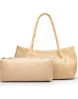 Midi woven leather bag, ivory, inner bag removed