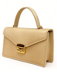Real python Maya top handle bag, ivory, side