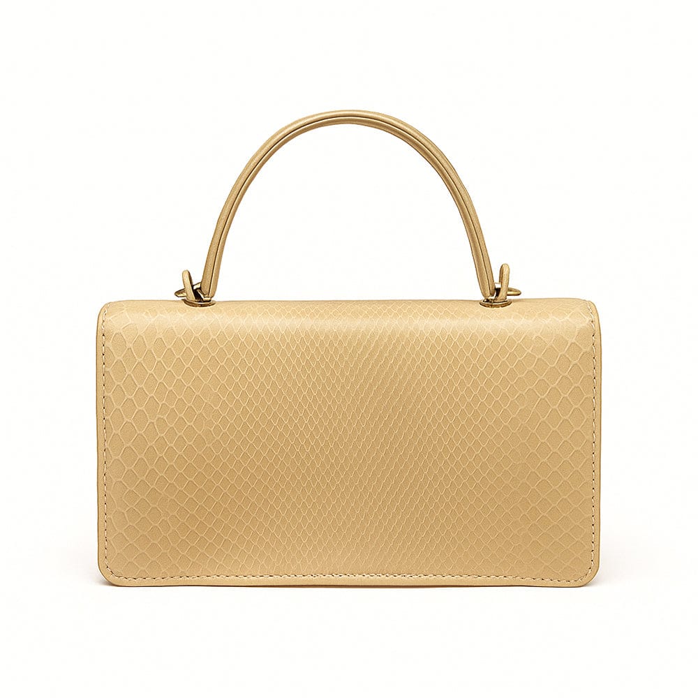 Real python Maya top handle bag, ivory, back