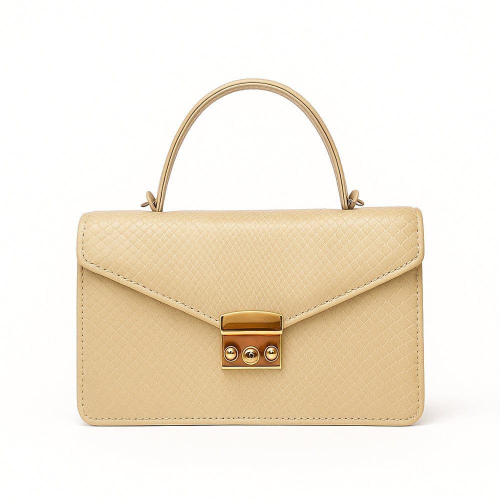 Real python Maya top handle bag, ivory, front