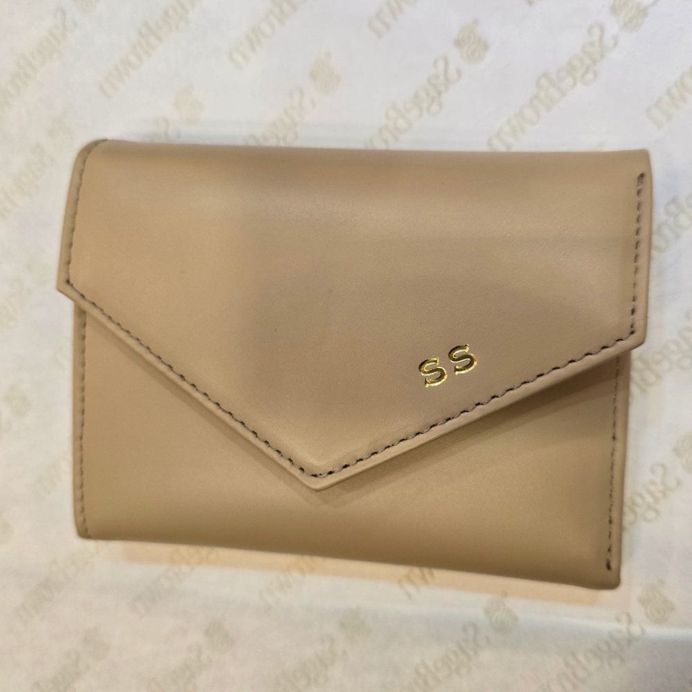 RFID blocking leather envelope purse, ivory, embossing