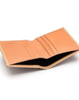 Two-tone compact leather billfold wallet 4 CC, ivory, open