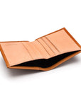 Two-tone compact leather billfold wallet 4 CC, light tan, open