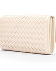 Woven leather concertina purse, ivory, back