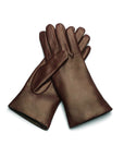 Cashmere lined gloves, brown, front