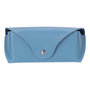 Leather glasses case, light blue, front