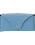 Leather glasses case, light blue, front