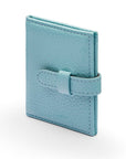 Mini leather passport photo frame, light blue, 60 x 40mm, side