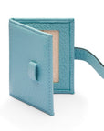 Mini leather passport photo frame, light blue, 60 x 40mm, open