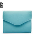 RFID Large leather purse with 15 CC, light blue, front