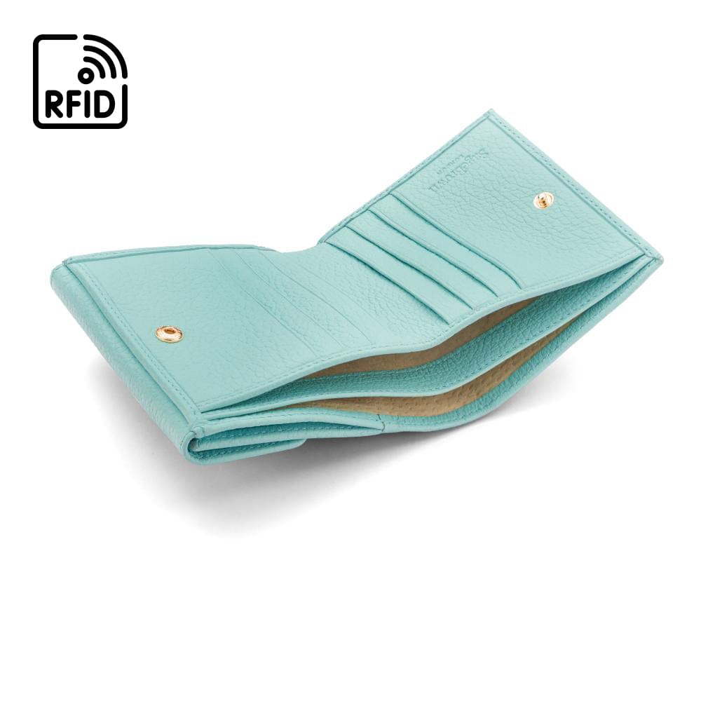 RFID leather purse, light blue, inside