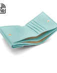 RFID leather purse, light blue, inside