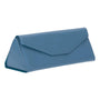 Triangular leather glasses case, light blue, side front