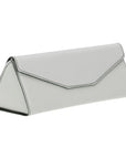 Triangular leather glasses case, mint green, side front