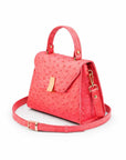 Ostrich leather Sabrina bag, light red, side