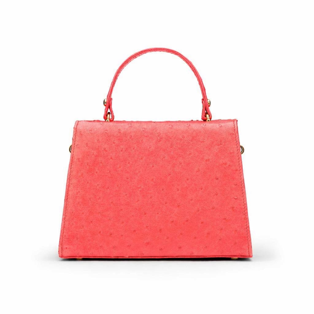 Ostrich leather Sabrina bag, light red, back
