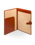 Leather conference folder, light tan, open view