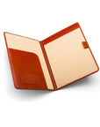 A4 leather document folder, light tan, open view