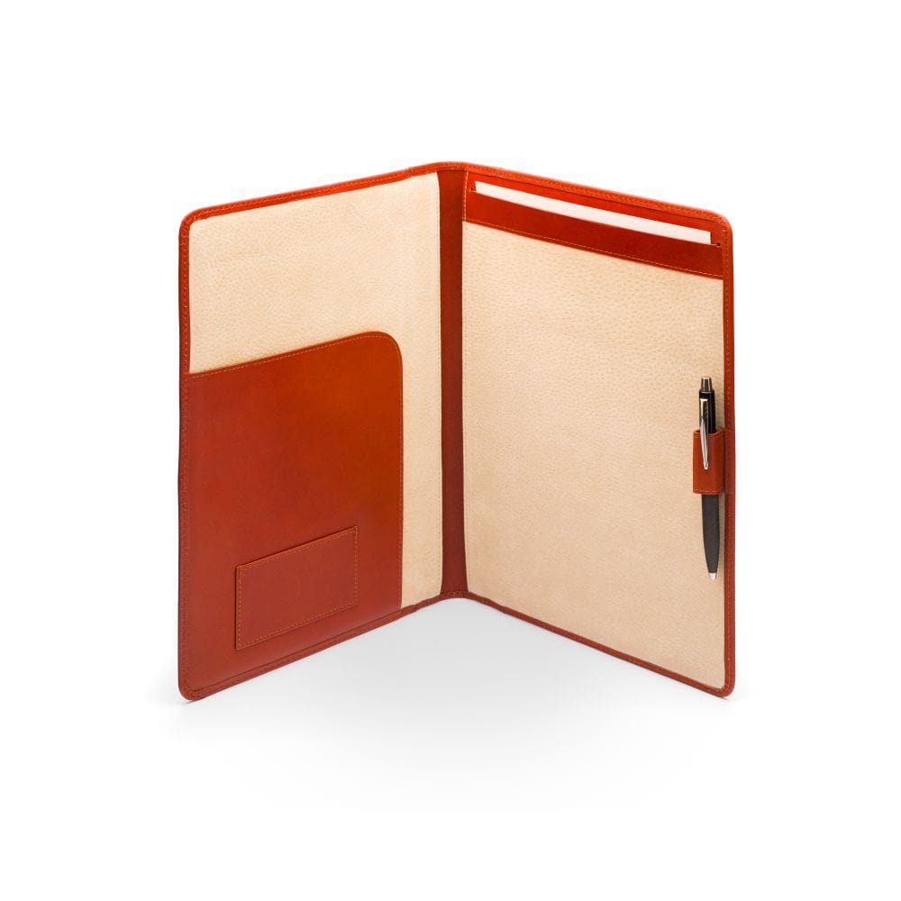 A4 leather document folder, light tan, inside