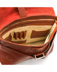 Leather messenger bag, light tan, inside