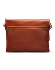 Leather messenger bag, light tan, back