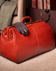 Large leather gladstone bag, light tan, lifestyle