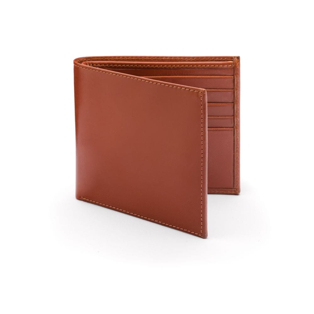 Men's bridle leather billfold wallet, light tan bridle hide, front
