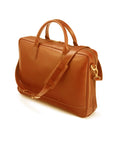 Leather laptop bag, light tan, 17 inch, with strap