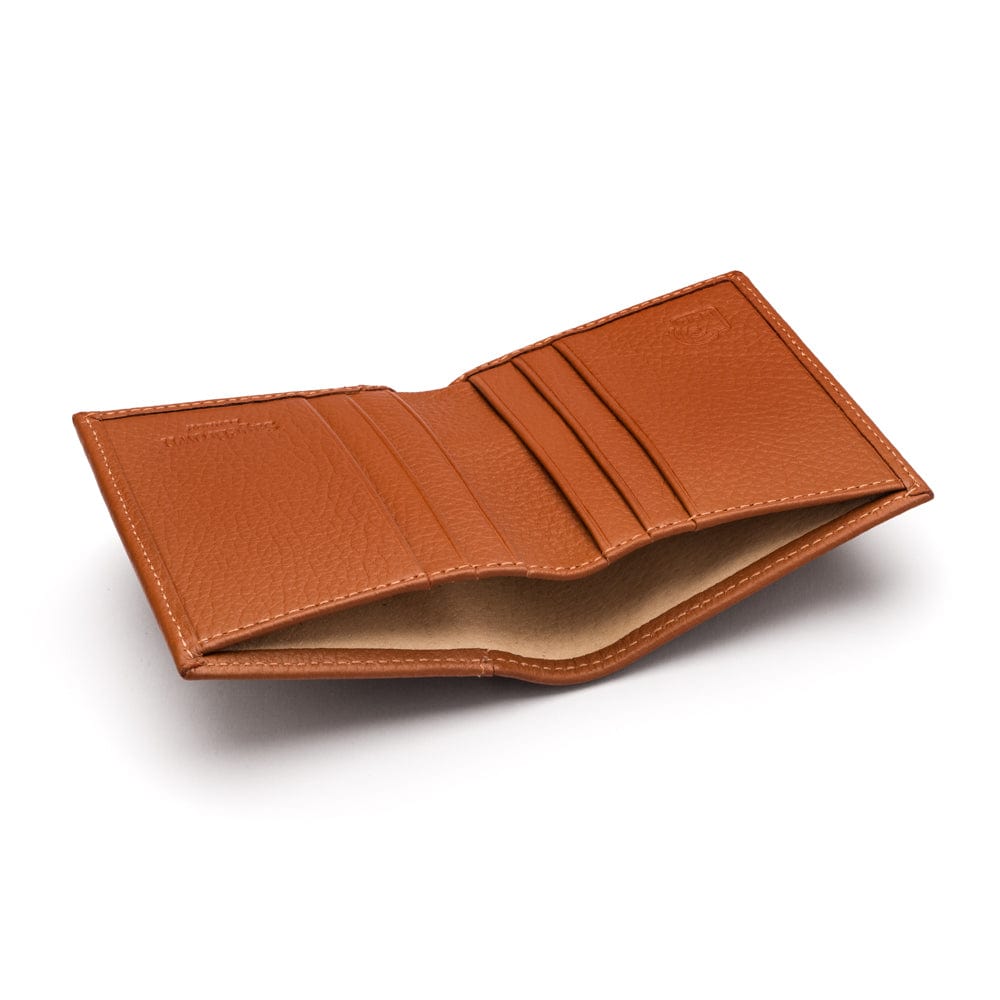 RFID leather wallet with 4 CC, light tan, inside
